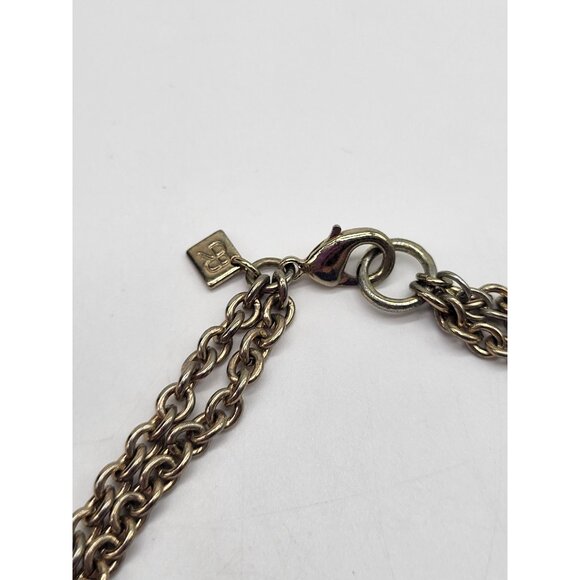 BANANA REPUBLIC Statement Bauble Necklace Light Blue Gold Tone Glam Boho - Picture 7 of 11